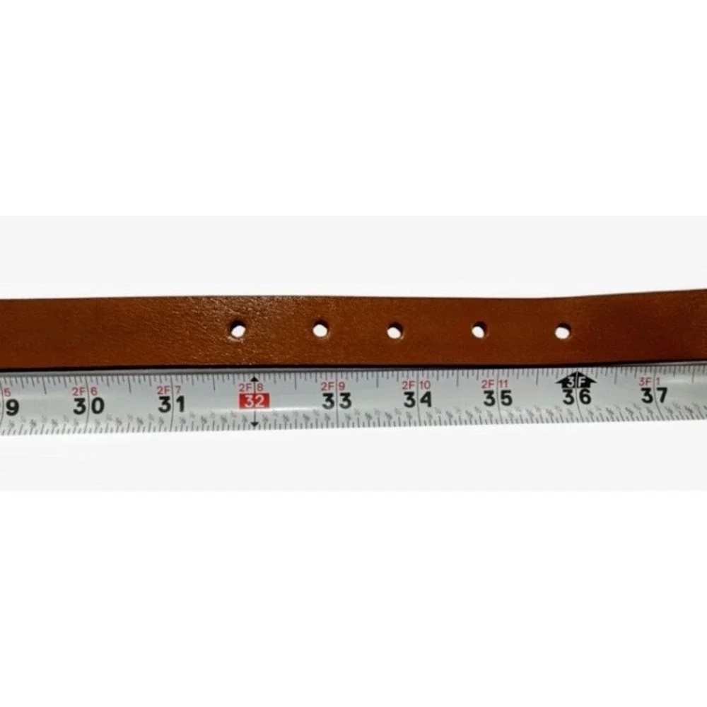 Men's Genuine Leather Belt 32-36 Inch Brown Silver Buckle Quiet Luxury Classic